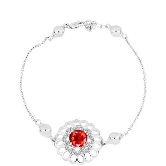 Silberarmband mit äthiopischem rotem Opal aus Lega Dembi und weißem Topas