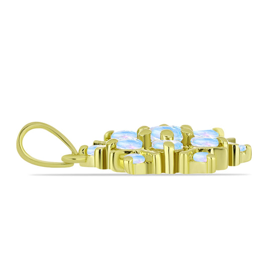 Goldplattierter Silberanhänger mit Regenbogenmondstein
