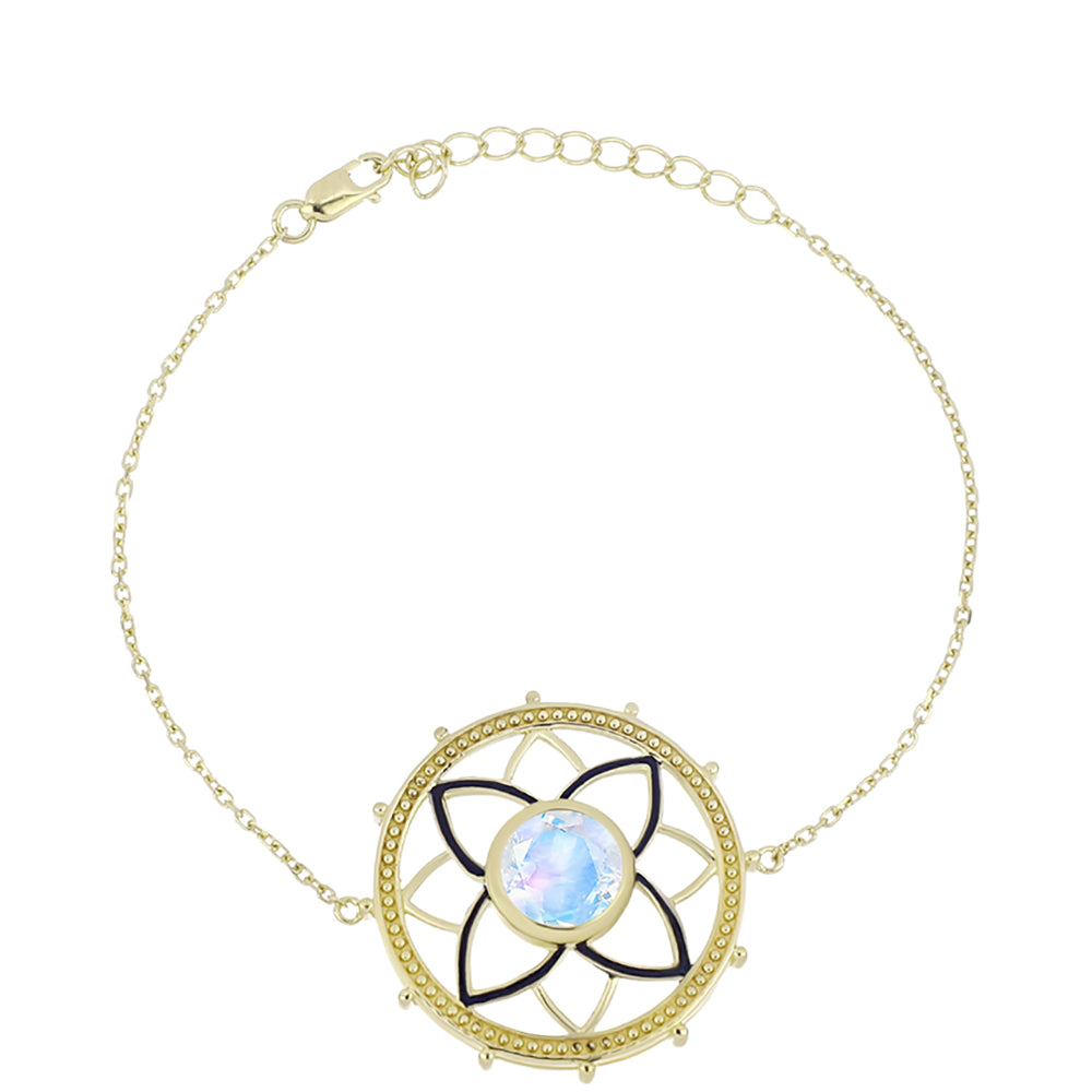 Goldplattiertes Silberarmband mit Regenbogenmondstein 1 