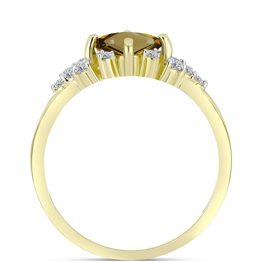Goldplattierter Silberring mit Cognac-Quarz und weißem Topas 2 