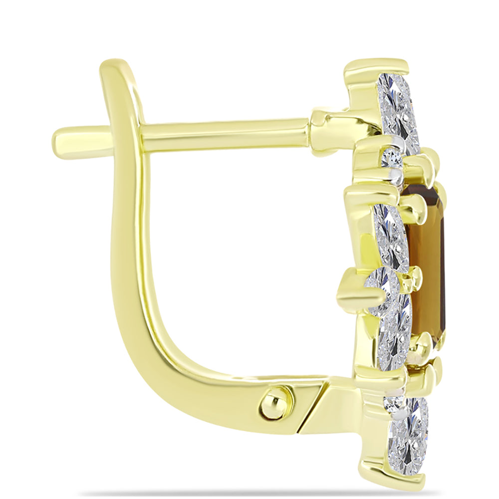 Goldplattierte Silberohrringe mit Cognac-Quarz und weißem Topas 2 