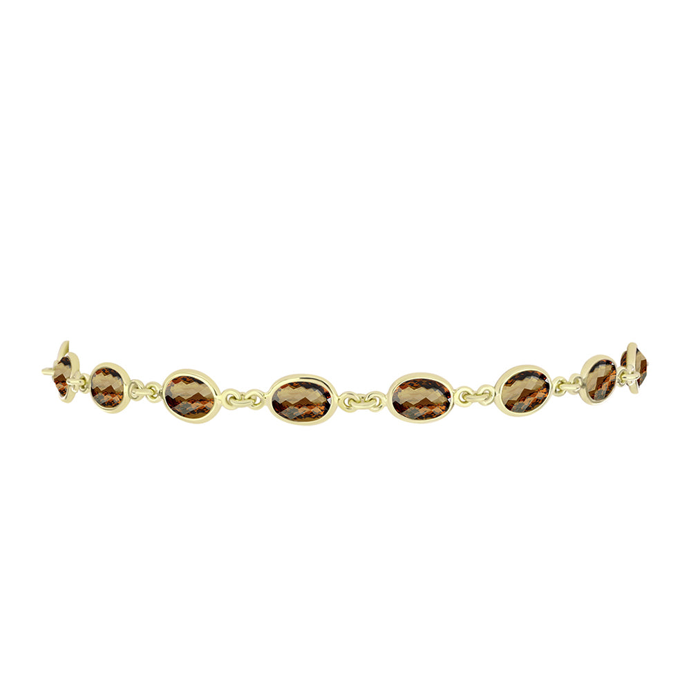 Goldplattiertes Silberarmband mit Cognac-Quarz 2 