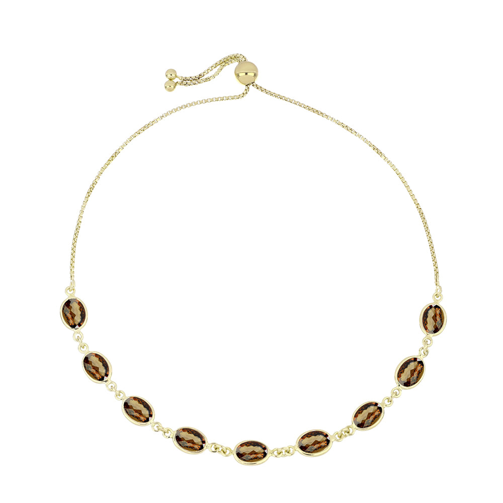 Goldplattiertes Silberarmband mit Cognac-Quarz