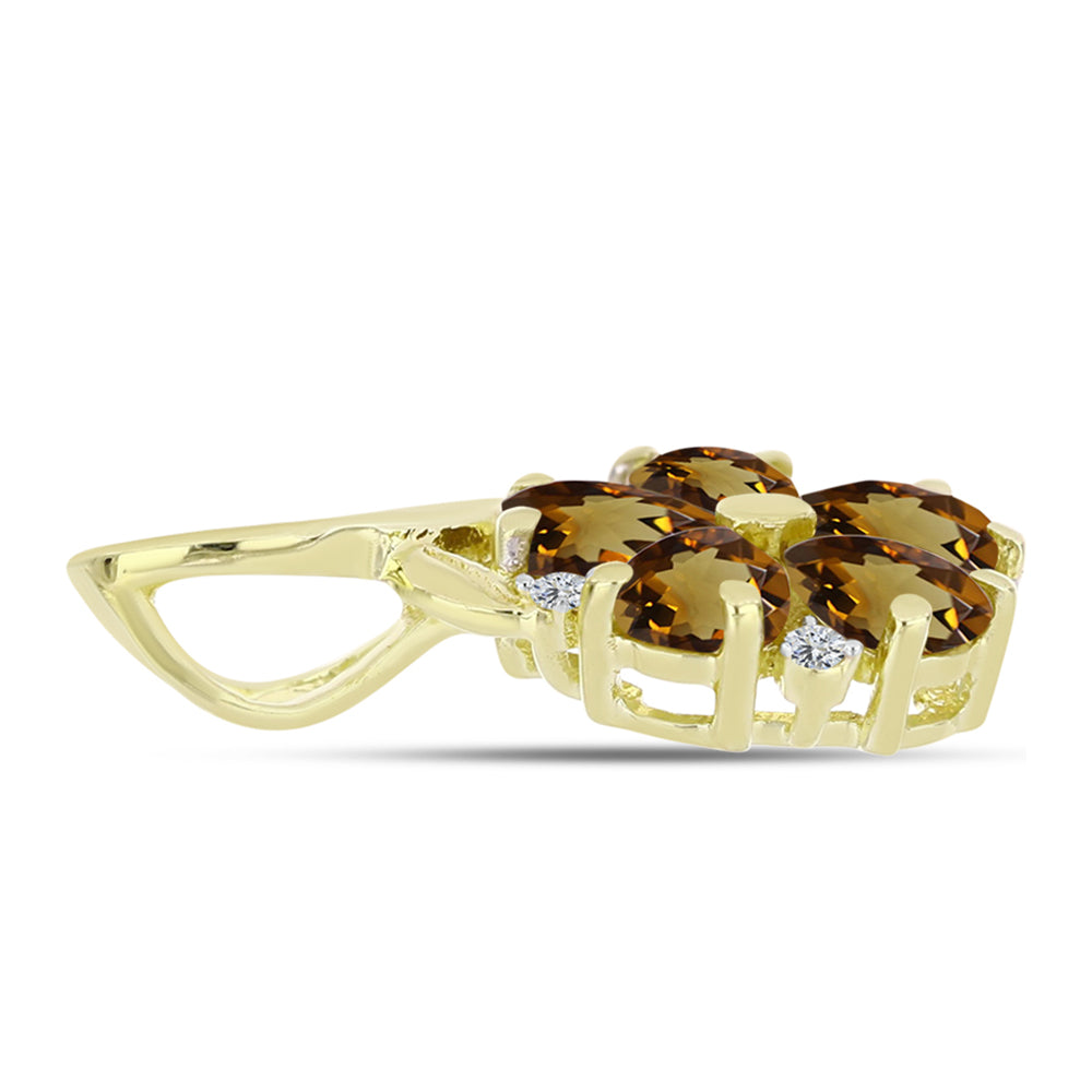 Goldplattierter Silberanhänger mit Cognac-Quarz und weißem Topas 2 