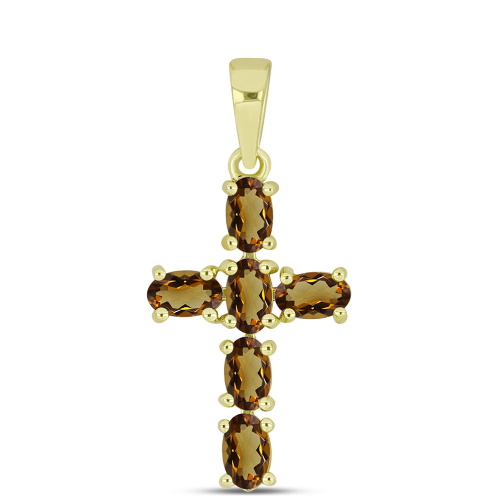 Goldplattierter Silberanhänger mit Cognac-Quarz 1 