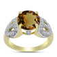 Goldplattierter Silberring mit Cognac-Quarz und weißem Topas