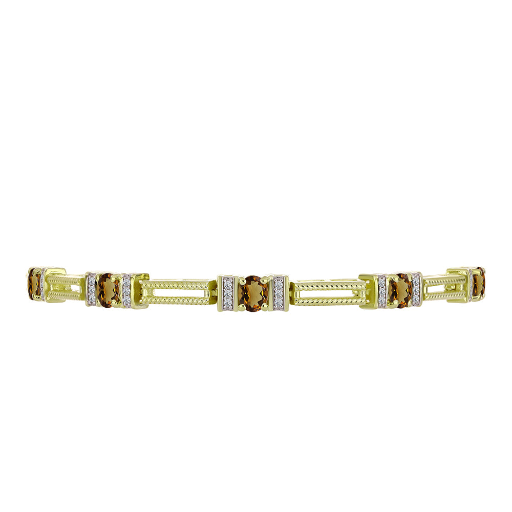 Goldplattiertes Silberarmband mit Cognac-Quarz und weißem Topas 2 