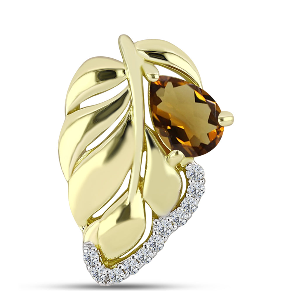 Goldplattierter Silberanhänger mit Cognac-Quarz und weißem Topas 1 