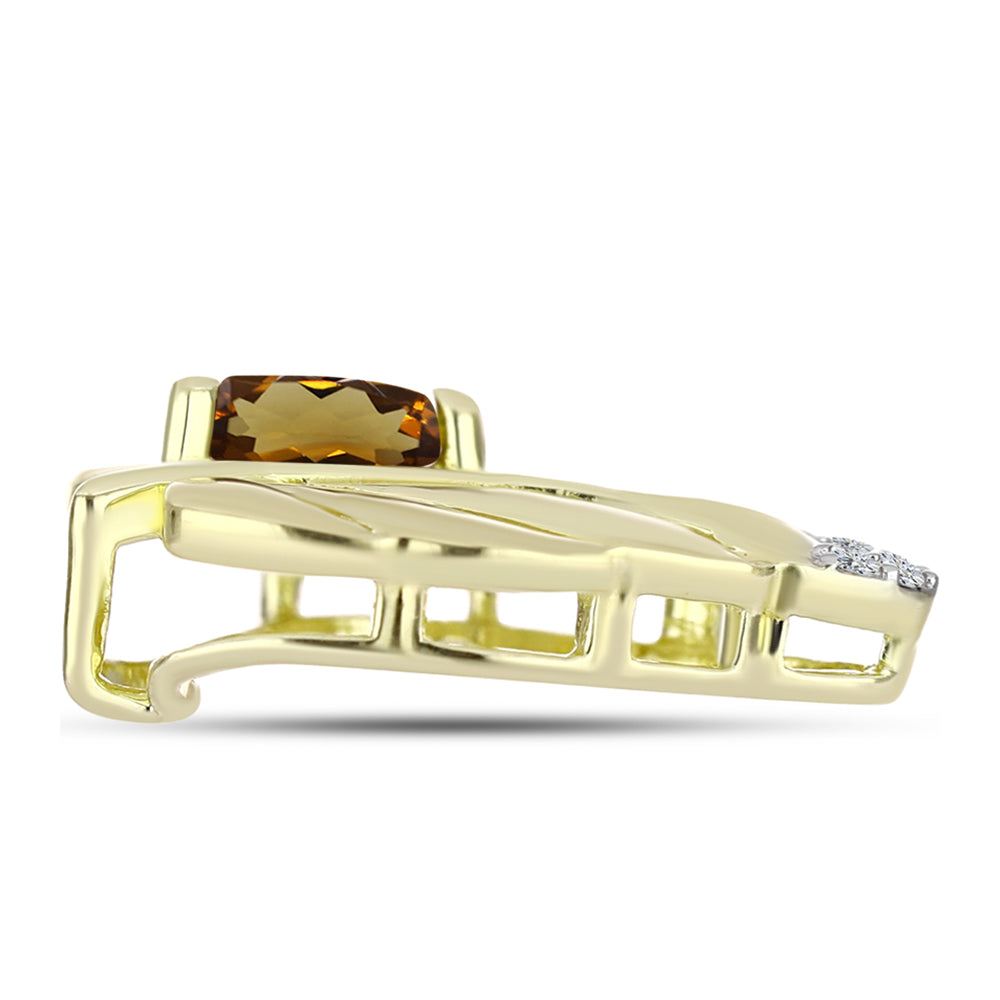 Goldplattierter Silberanhänger mit Cognac-Quarz und weißem Topas 2 