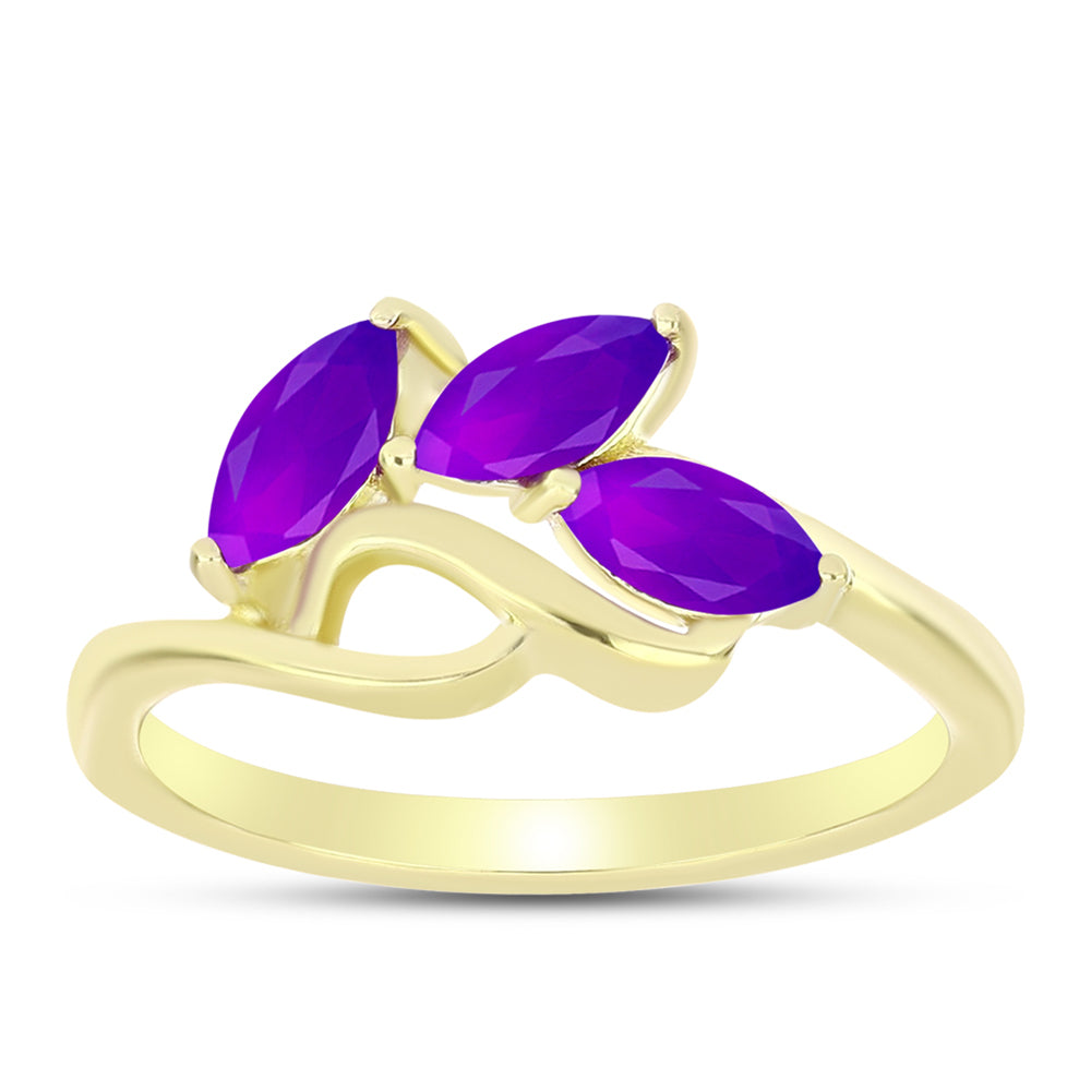 Goldplattierter Silberring mit lila Achat