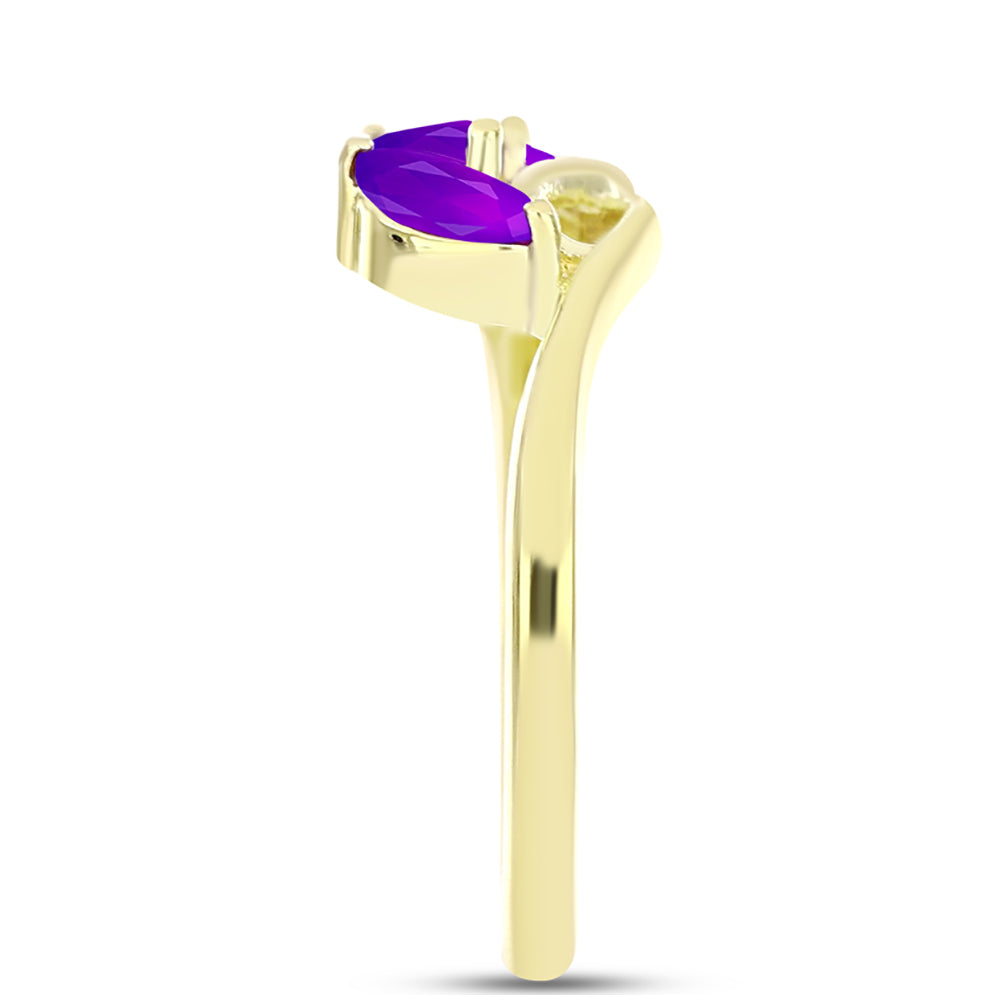 Goldplattierter Silberring mit lila Achat 4 