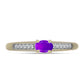 Goldplattierter Silberring mit lila Achat und weißem Topas