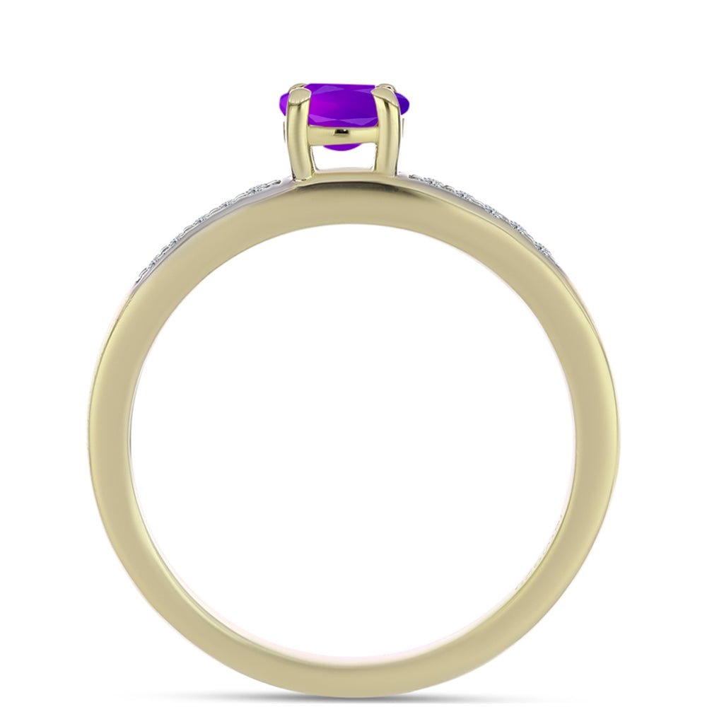 Goldplattierter Silberring mit lila Achat und weißem Topas 2 