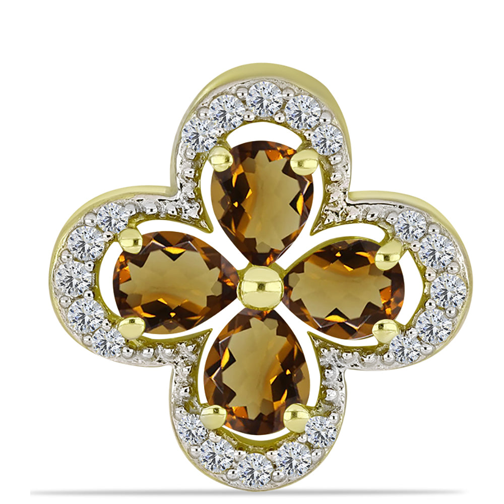 Goldplattierter Silberanhänger mit Cognac-Quarz und weißem Topas 1 