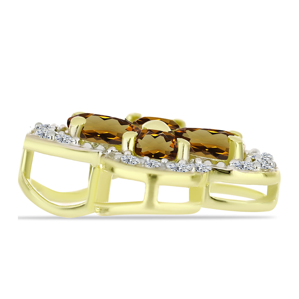Goldplattierter Silberanhänger mit Cognac-Quarz und weißem Topas 2 