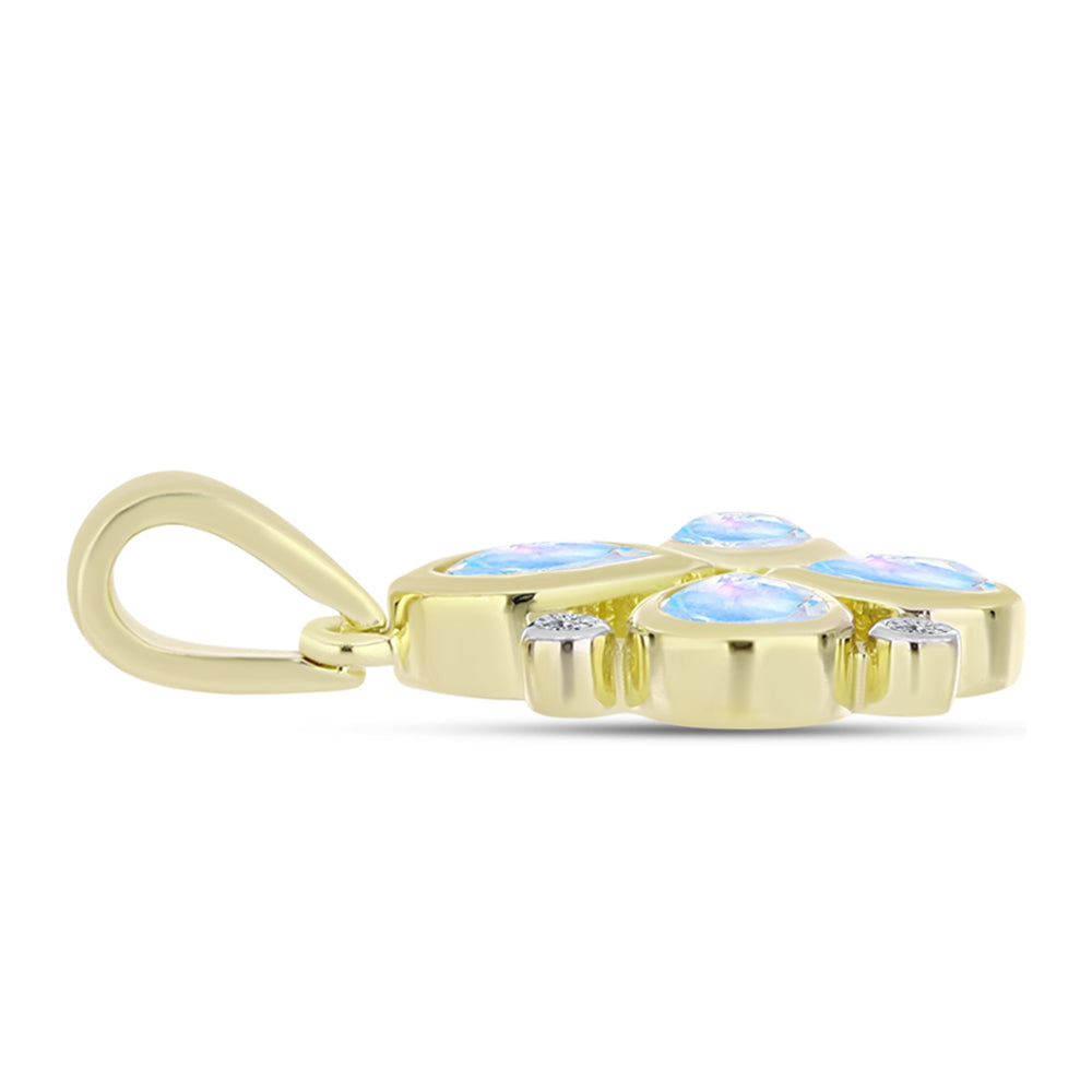 Goldplattierter Silberanhänger mit Regenbogenmondstein 2 