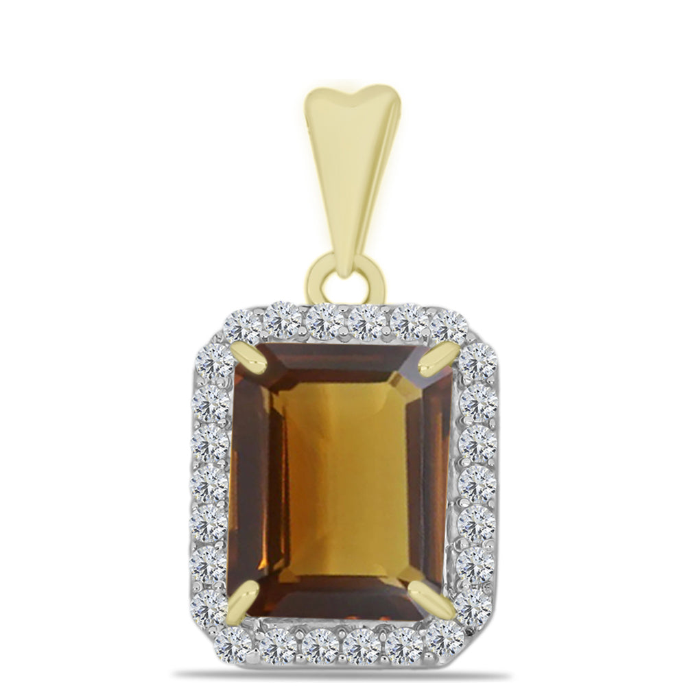 Goldplattierter Silberanhänger mit Cognac-Quarz und weißem Topas 1 