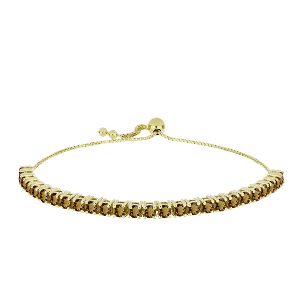 Goldplattiertes Silberarmband mit Cognac-Quarz