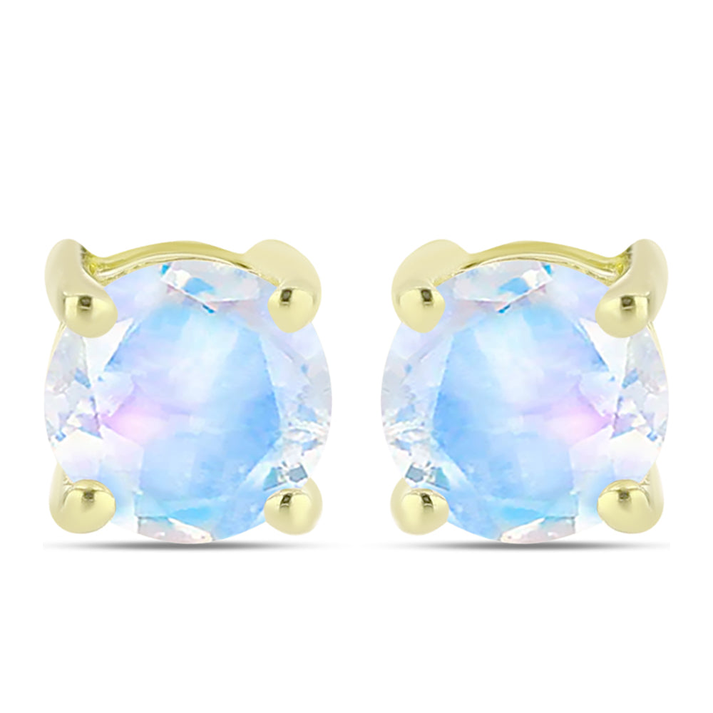 Goldplattierte Silberohrringe mit Regenbogenmondstein 1 