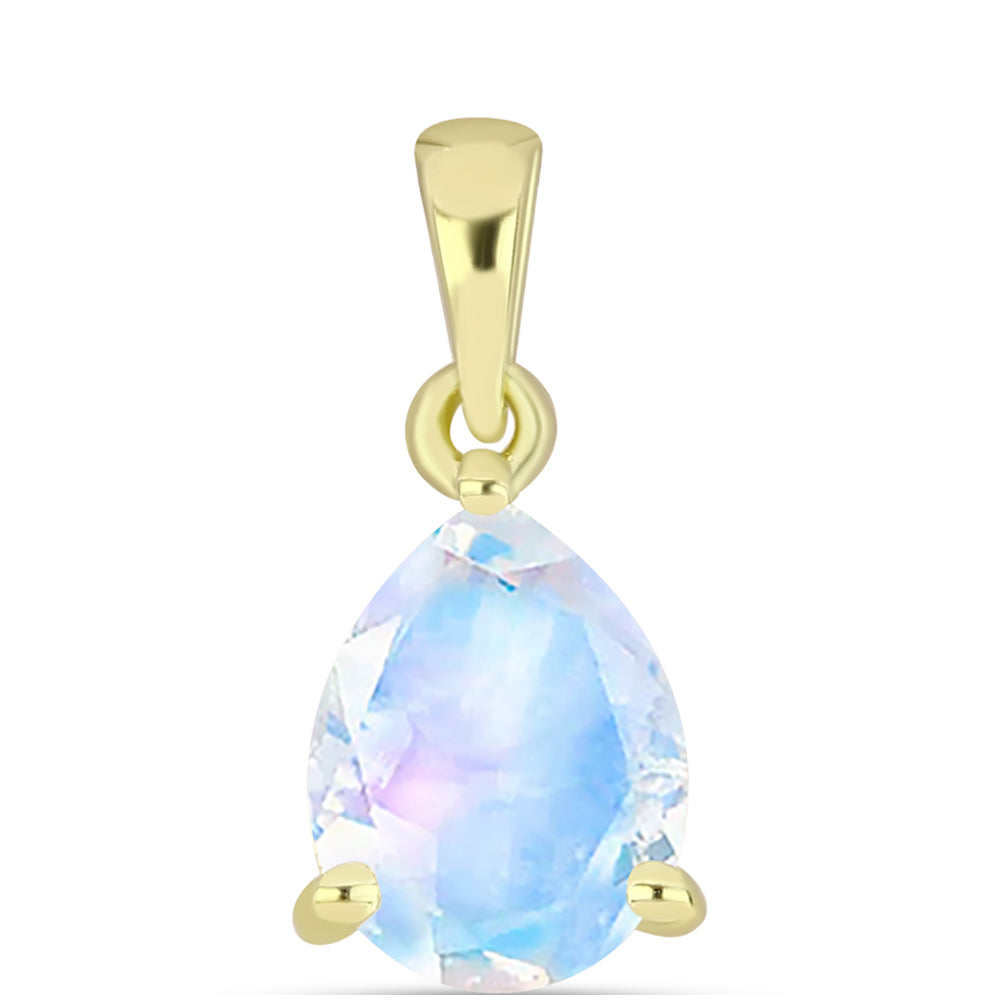 Goldplattierter Silberanhänger mit Regenbogenmondstein