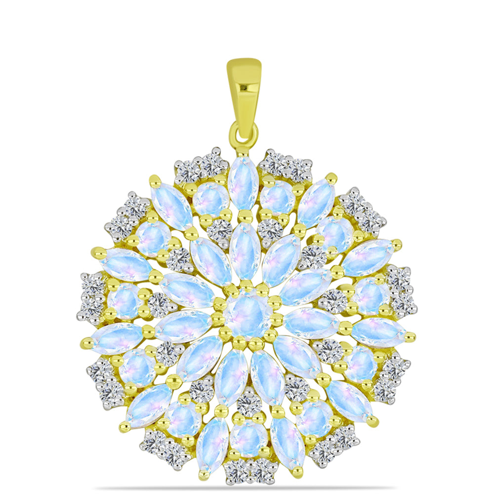 Goldplattierter Silberanhänger mit Regenbogenmondstein 1 