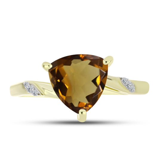 Goldplattierter Silberring mit Cognac-Quarz und weißem Topas