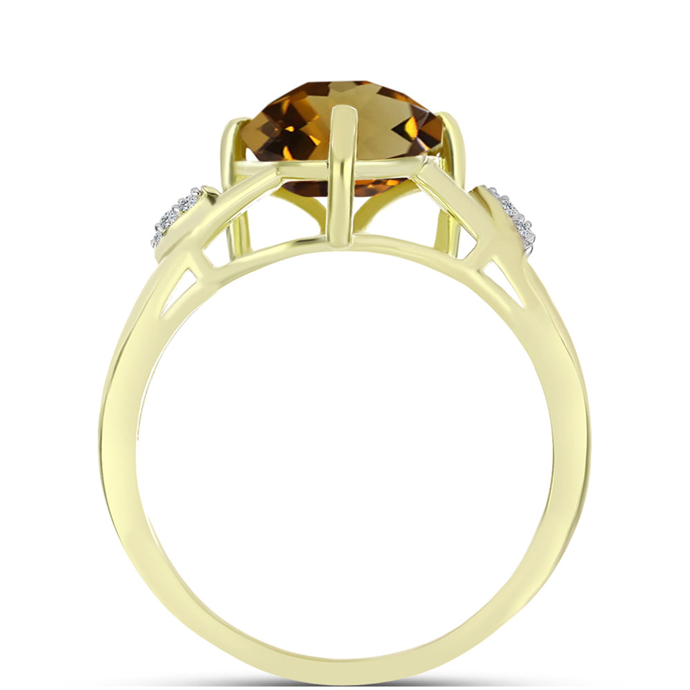 Goldplattierter Silberring mit Cognac-Quarz und weißem Topas 2 
