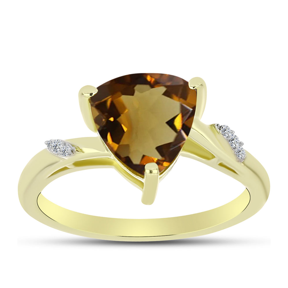 Goldplattierter Silberring mit Cognac-Quarz und weißem Topas 3 
