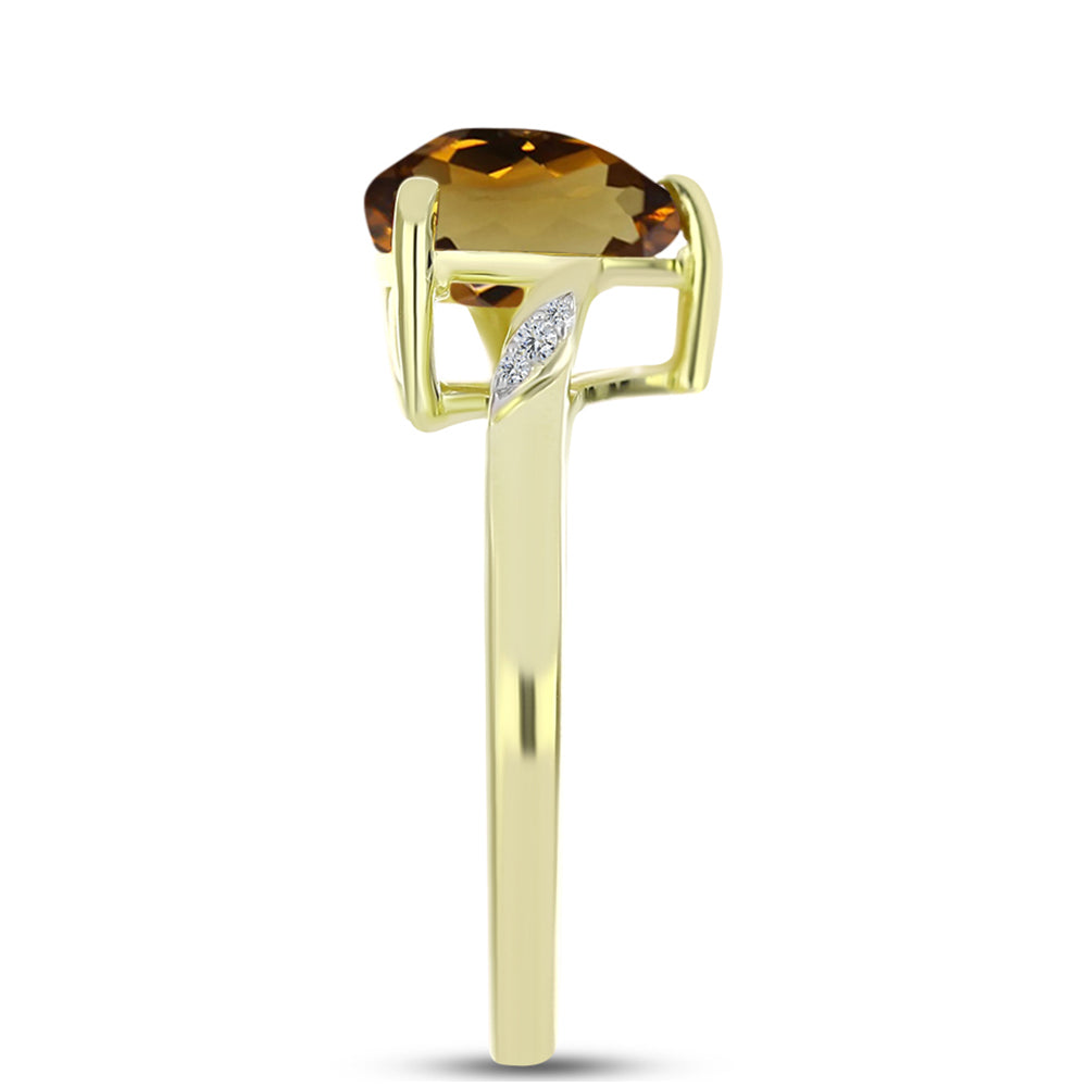 Goldplattierter Silberring mit Cognac-Quarz und weißem Topas 4 