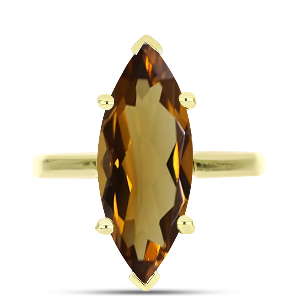 Goldplattierter Silberring mit Cognac-Quarz
