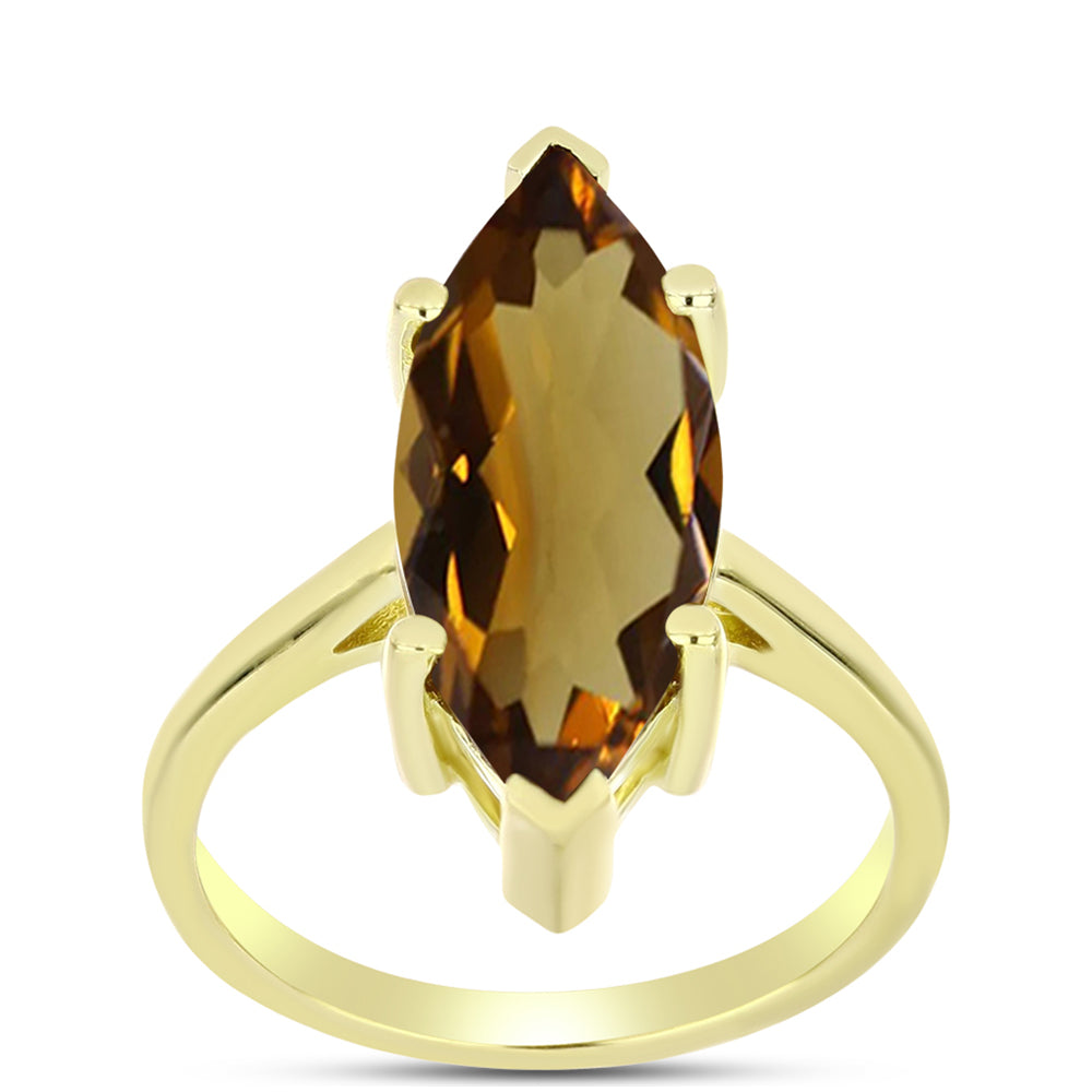 Goldplattierter Silberring mit Cognac-Quarz 3 