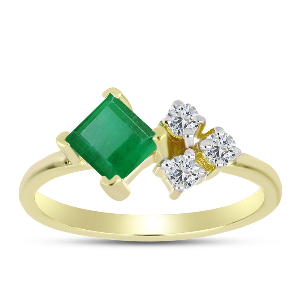 Goldplattierter Silberring mit brasilianischem Smaragd und weißem Topas