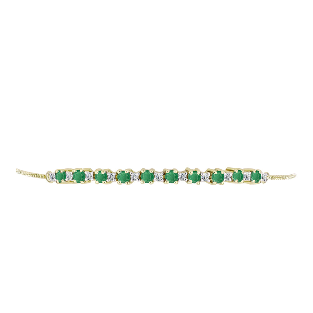 Goldplattiertes Silberarmband mit brasilianischem Smaragd und weißem Topas 2 