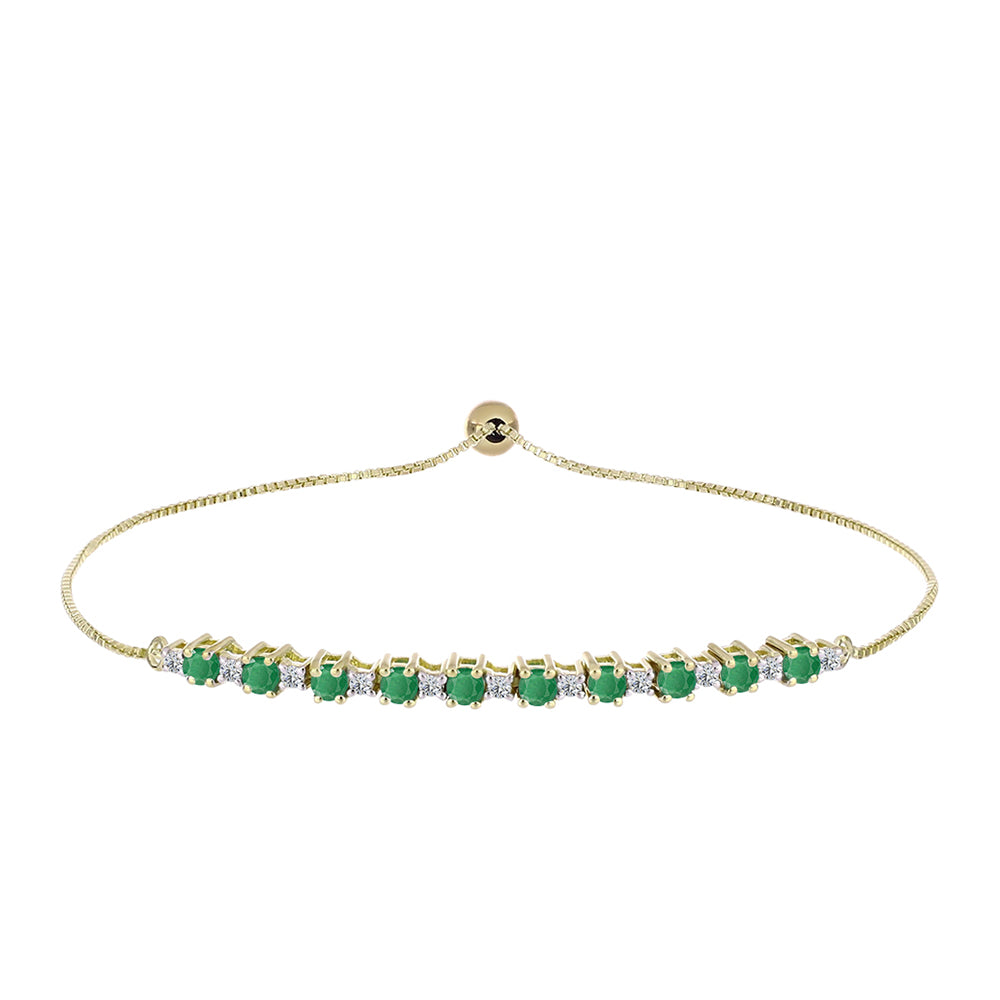 Goldplattiertes Silberarmband mit brasilianischem Smaragd und weißem Topas 1 