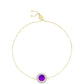 Goldplattiertes Silberarmband mit lila Achat und weißem Topas