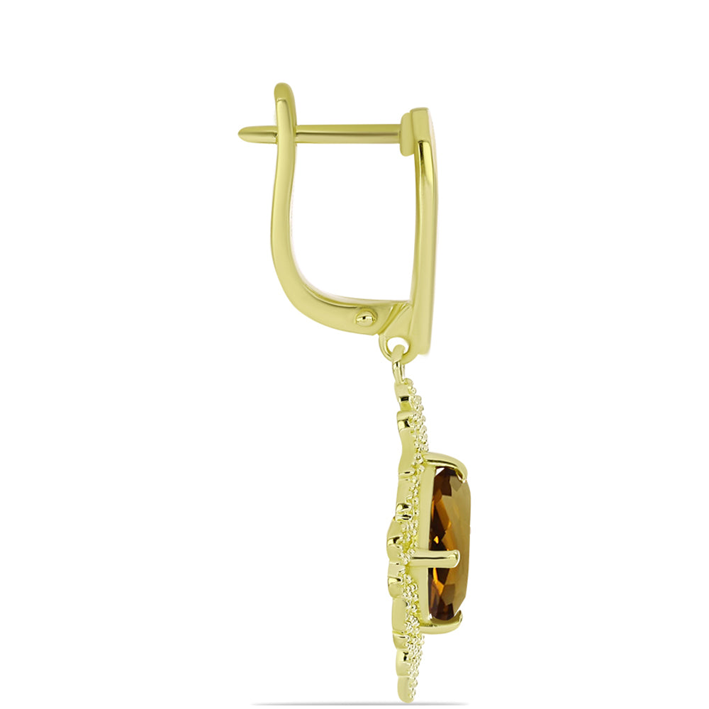 Goldplattierte Silberohrringe mit Cognac-Quarz 2 