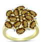 Goldplattierter Silberring mit Cognac-Quarz und weißem Topas