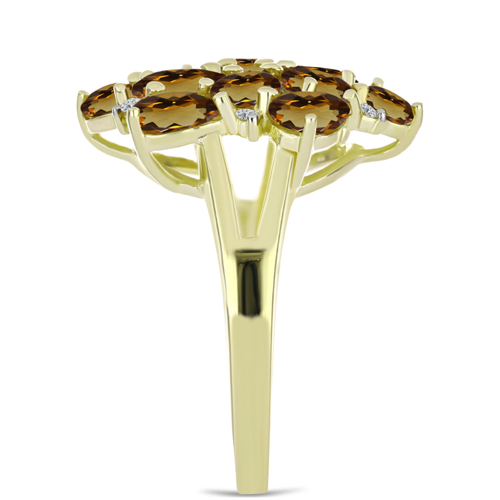 Goldplattierter Silberring mit Cognac-Quarz und weißem Topas 4 
