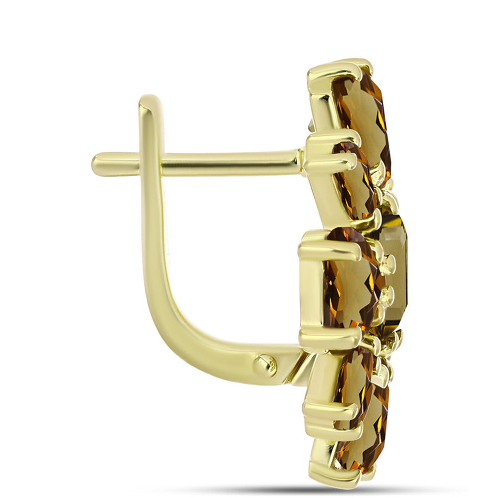 Goldplattierte Silberohrringe mit Cognac-Quarz