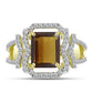 Goldplattierter Silberring mit Cognac-Quarz und weißem Topas
