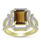 Goldplattierter Silberring mit Cognac-Quarz und weißem Topas