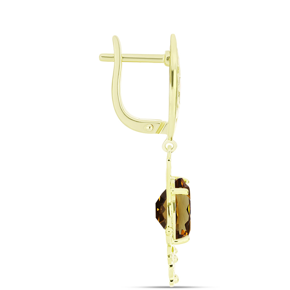 Goldplattierte Silberohrringe mit Cognac-Quarz 2 