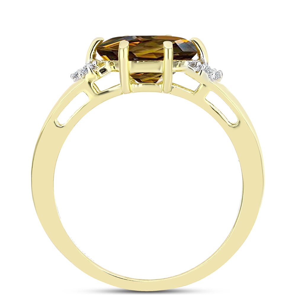 Goldplattierter Silberring mit Cognac-Quarz und weißem Topas 2 