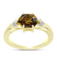 Goldplattierter Silberring mit Cognac-Quarz und weißem Topas