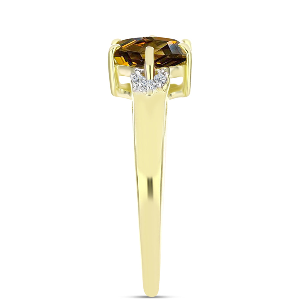 Goldplattierter Silberring mit Cognac-Quarz und weißem Topas 4 