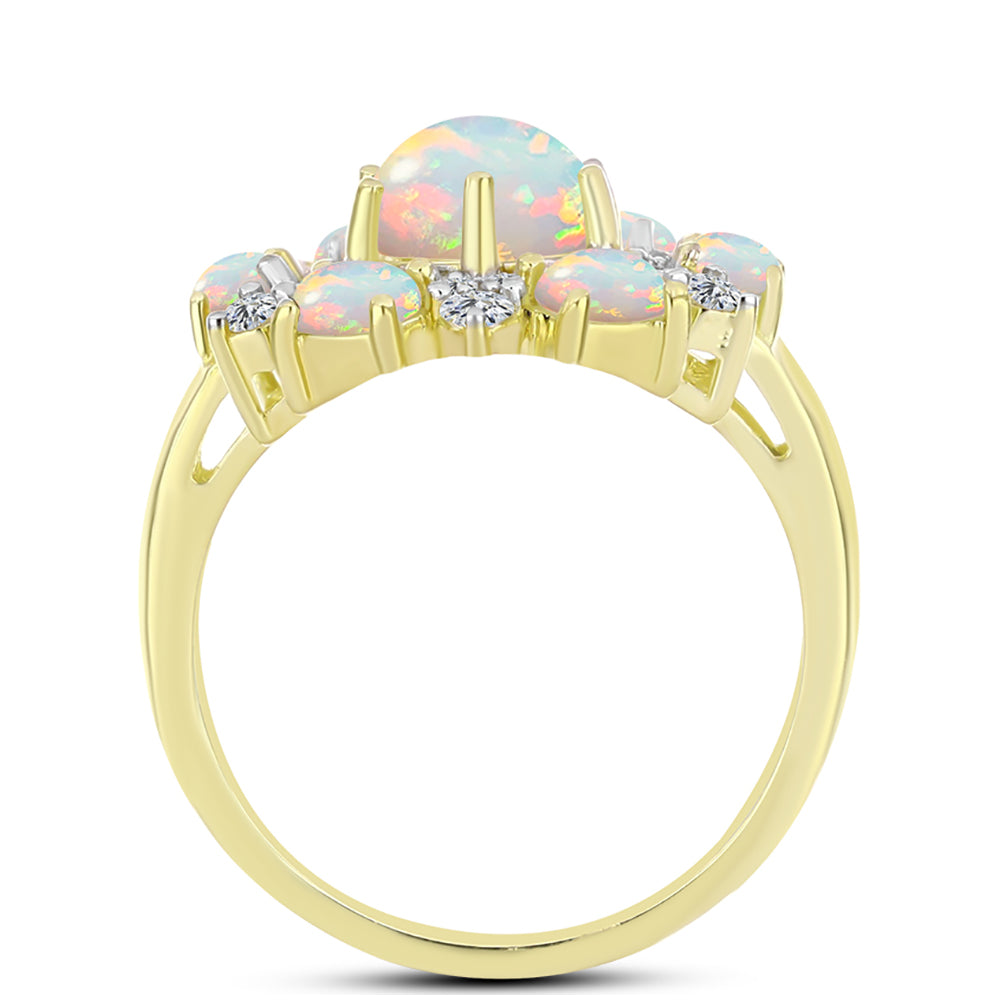 Goldplattierter Silberring mit Welo-Opal und weißem Topas