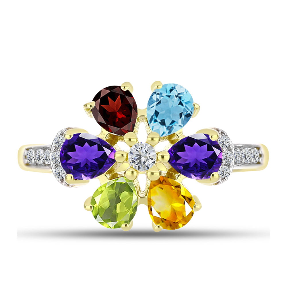 Goldplattierter Silberring mit Barton Granat und marokkanischem Amethyst 1 