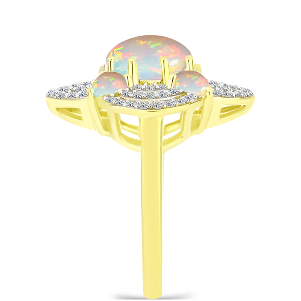 Goldplattierter Silberring mit Welo-Opal und weißem Topas 4 