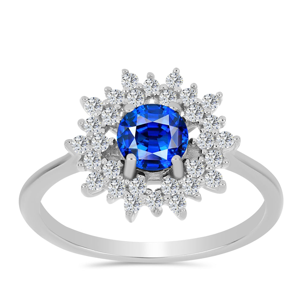 Silberring mit australischem blauem Saphir und weißem Topas