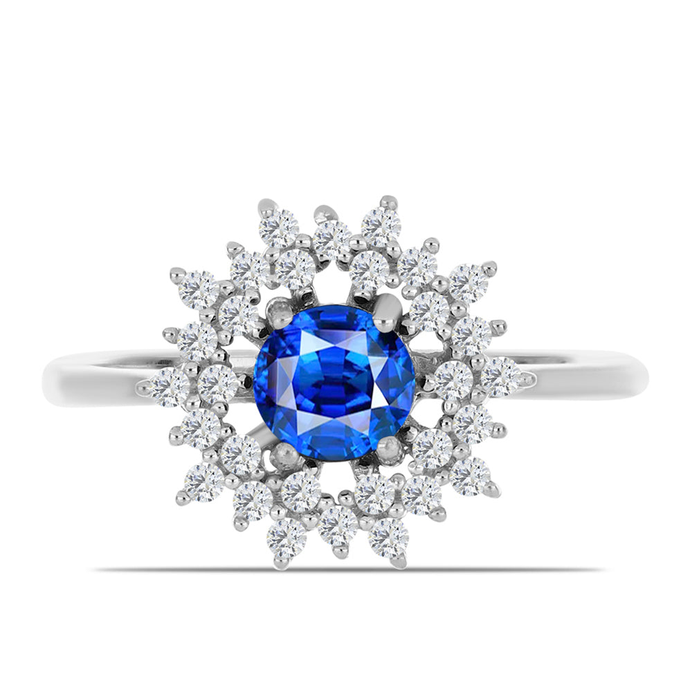 Silberring mit australischem blauem Saphir und weißem Topas 2 